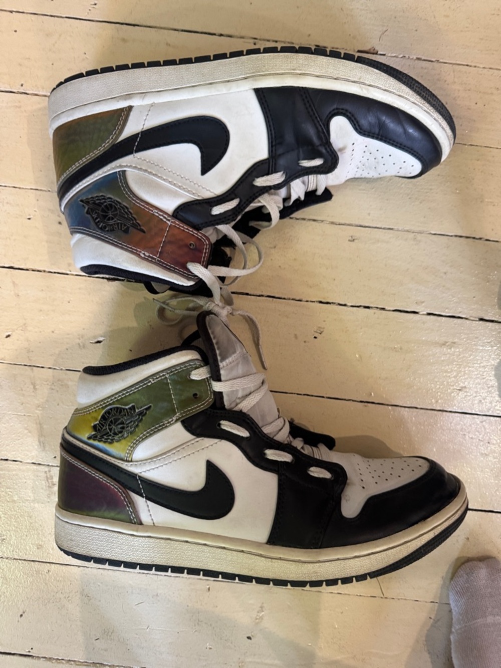 Nike Air Jordan 1 Mid - Black, White & Iridescent Accent